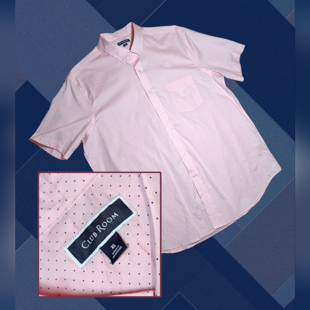 Men's CLUB ROOM Polka Dot Button Front Short Sleeve Dress Shirt